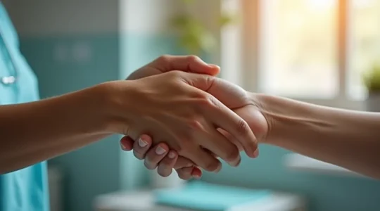 Mains tendues dans un geste de solidarité et de soutien communautaire pour la santé